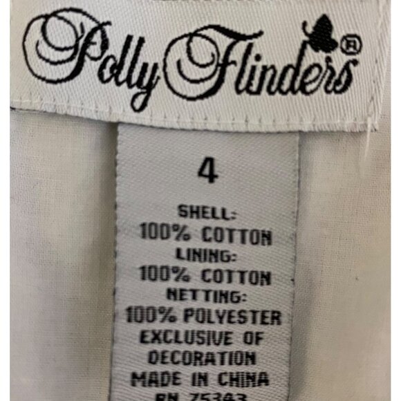 POLLY FINDERS Sleeveless Floral White Dress Fit Flare Lined Tulle Slip Size 4 - Picture 4 of 4